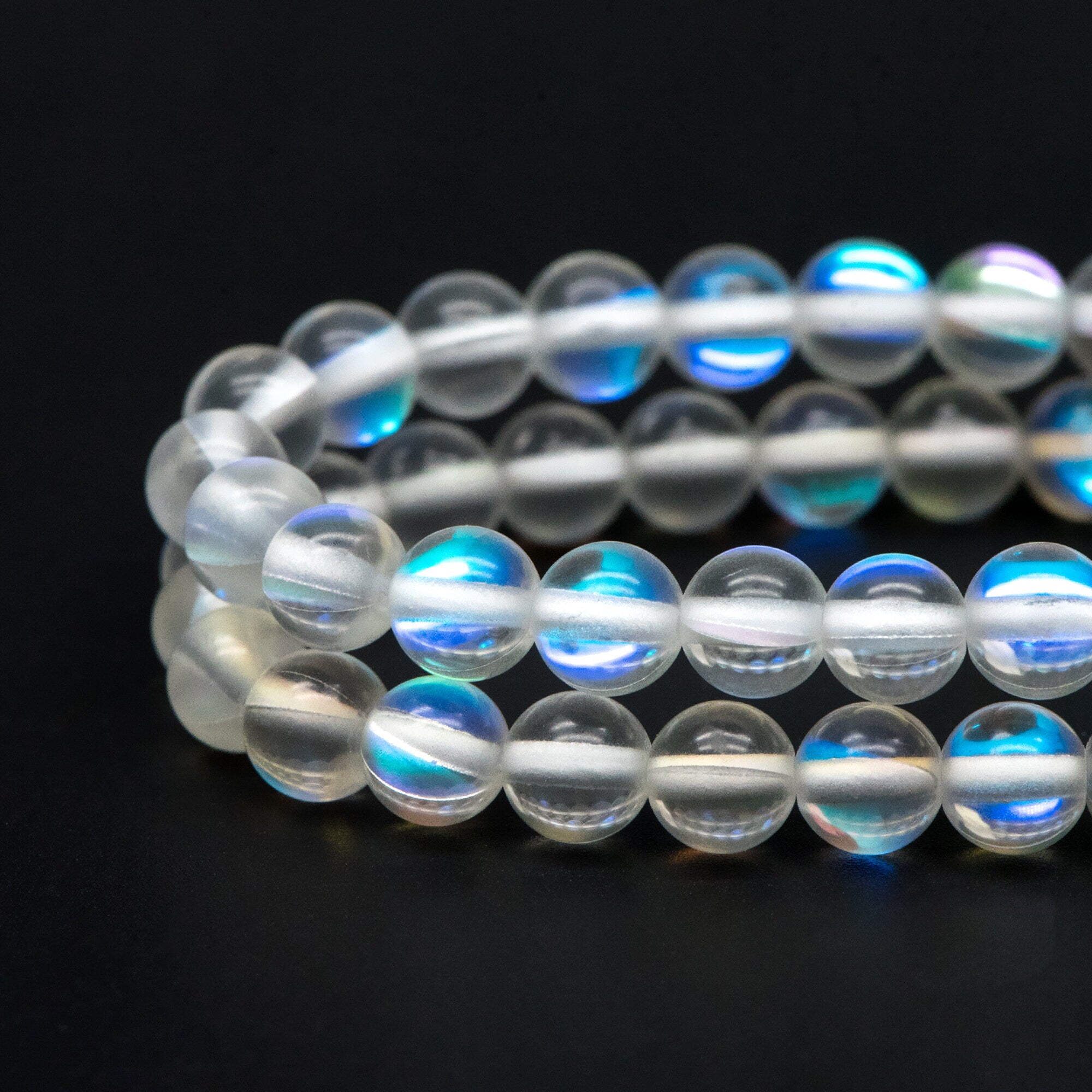 Clear Mystic Mermaid Glass Smooth Round Beads 6mm, 14.5" Strand (TR-013)